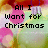 Animated icon with Christmas ornaments and text reading 'All I Want for Christmas Is You<3' in pixelated font.