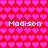 Pixelated red background with pink heart pattern and repeated white text "Madison" in two