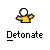 A 3x3 contact sheet of an animated stick figure icon showing sequential frames from a detonation animation, with the word "Detonate" below each frame.