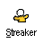 Pixelated icon shows a white figure with yellow arms holding a golden lamp, transitioning through multiple states including lamp separation and partial body fragments on gray background.