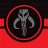 A circular icon with a red outer ring and dark inner background featuring a gray skeletal figure holding two curved objects.