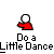 Pixel art icons show red-shirted figures with white heads performing actions like dancing, making love, and getting down, with text labels beneath each.