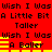 Red background with black text repeating 'Wish I Was A Little Bit Taller' and 'A Baller' in pixelated font, yellow horizontal bars appear and disappear in sequence.
