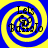 Four identical display a blue and yellow spiral background with black text reading "Let's Go Buffalo" over a stylized buffalo head icon