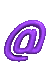 Six purple @ symbols arranged in a 3x2 contact sheet with varying sizes and orientations on a gray background.
