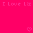 Pixelated pink background with repeated text and two heart symbols at bottom.