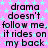 A static image with a pink background covered in light blue stars, displaying repeated text about drama following and riding on the back.