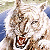 A pixelated white tiger with open mouth and visible teeth appears on the left, next to green text reading "Original Icons .com" on a dark background.