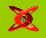 Red and dark red interwoven loops with a green center on bright green background, transitioning through multiple configurations.