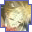 four-by-four identical pixelated images showing a light-colored circular shape with blue and red accents against a brown background