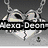 A static buddy icon with a silver heart-shaped pendant on a chain, overlaid with black text reading "Alexa-Deon-" in a bold font.