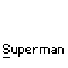 Animated contact sheet of 20 pixel-art frames showing Superman's transformation from seated to flying on a scooter-like vehicle, with repeated "Superman" text labels beneath each frame.