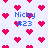 Pixelated icon with light blue background, pink heart shapes scattered throughout, and repeated text "Nicky #23" in blue pixel font.