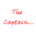 Red cursive text reads 'The Captain...' and 'one of my favorite men' on white background next to a still image of a person with long hair, brown bandana, and earrings.