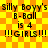 Yellow and orange checkered background with repeated text "silly Boyy's B-Ball is 4 !!!GIRLS!!!" in black pixelated font.