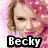 Four distinct pixelated images of a woman with curly hair arranged in a , each labeled "Becky" below
