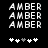 Pixelated text 'AMBER' repeated in three on black background with five star icons below, two variations of the stars shown