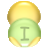 A pixelated icon with a golden upper half and light green lower half, featuring a dark gray 'I' symbol centered on the green section.