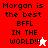 Pixelated text 'Morgan is the best BFFL IN THE WORLD!!!' appears in four distinct color variations with star-shaped cursor and red pixel-art icon changes.