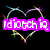 Animated icon with three distinct text displays: purple 'IdiotchIQ' over a heart outline, orange 'IdiotchIQ' over a blurred background, and red 'IdiotchIQ' over colorful hearts.