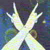 Animated sequence showing a character with brown hair and closed eyes performing a magical gesture, surrounded by blue energy effects.