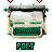 Pixelated typewriter with green keyboard and white body, surrounded by pink hearts and 'POET' text in various positions.