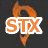 Animated orange flame icon with white-outlined 'STX' text overlay on left side, transitioning to plain flame without text on right.