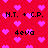 Red background with repeating pink pixelated hearts and black text reading "N.T. + C.P." and "4eva" in a pattern