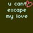 Pixelated text on dark background with pink heart replacing 'o' in 'cant' on left side, static text on right side.