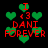 Pixelated green hearts float around red text reading "I <3 DANI FOREVER" on a black background.