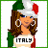 Pixelated cartoon woman wearing Italian flag hat and shirt with 'ITALY' text, next to green background with 'Italian Baby' text.