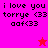 Pixelated text and star symbols on pink and red backgrounds with animation changes between frames.