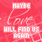 A red background with repeated white text and faint heart outlines, showing animation changes in letter color across frames.