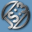 A pixelated circular icon with interwoven silver and gray lines forming a stylized design against a light blue background.