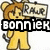 Pixelated character with light brown hair and yellow clothing holding a sign with partial text, overlaid by a black banner with white text.