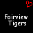 Red pixelated heart symbol above two identical text blocks reading 'Fairview Tigers' in white blocky font on black background.