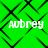 Green background with black diamond-shaped pattern and four instances of white text reading 'aubrey' in pixelated font