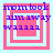 Pixelated text 'mom took aim away waaaa' overlaid on pink and white concentric squares with light blue background.