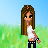 Pixelated character with long brown hair in white crop top and dark pants stands in grassy field, transitioning through multiple poses with changing hand positions and background symbols.