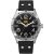 A pixelated grayscale watch with a circular face, black straps featuring two white dots each, and visible internal mechanical components.