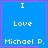 Blue square icon with pink border displaying "I Love Michael P." text, featuring animated pixel changes on the right side across observations.