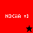 A split-screen image with red and black backgrounds displaying pixelated text 'H3CiiA =]' and a star symbol that alternates between black on red and red on black.