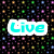 Pixelated text 'Live', 'Laugh', and 'Love' in cyan with white outlines on a black background with multicolored square pixels.