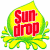 A static pixel art icon with a yellow-green gradient drop shape containing red text, set against white background on left and dark green background on right.