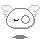 Four pixel-art angel faces with white wings, pink blush, and gray outlines on a light gray background showing sequential eye expressions.