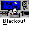 Animated contact sheet of a pixel art buddy icon showing a sequence of frames where a stick figure character interacts with computer equipment, displays text bubbles, and triggers visual effects like explosions and color changes.
