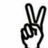 A black-and-white peace sign hand gesture icon with a white background, positioned above a colorful flower-like design on green foliage.