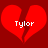 Two identical red broken heart icons with white text 'Tylor' centered on a dark red background, displayed side-by-side.