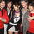 Four- with pixelated text and a group photo; purple, green backgrounds; bold white/black lettering