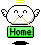 A 4-frame pixel art animation of a white angelic character holding a green 'Home' sign, with variations in wings and halo across frames.
